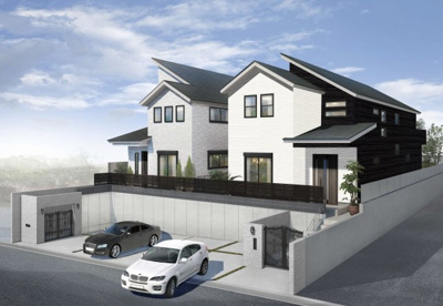 【外観】 | 吹田市青山台3丁目　新築一戸建て | 陽だまりに浮かび上がる外観は、いつまでも色褪せる事のない普遍性を目指し、シンプルで飽きのこないデザインを採用致しました♪