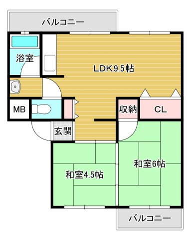 狭山遊園ハイツ5号棟の間取り