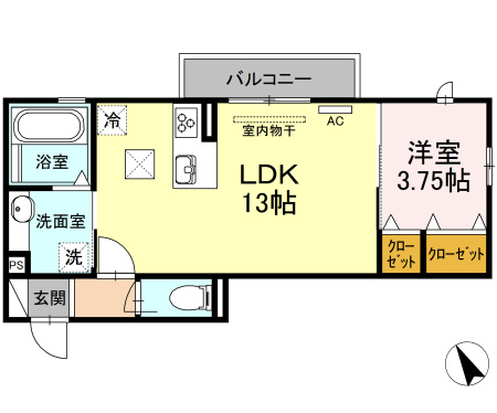 トレモンテの間取り|1LDK