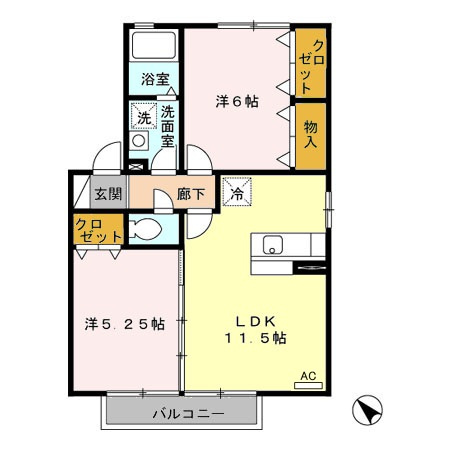 【間取り】 | セジュール古城の坂Ｂ