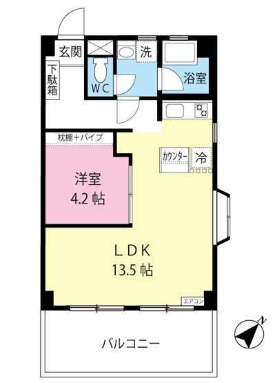 【間取り】 | 第1たちばなビル | 1LDKタイプはキッチンと寝室を分けたい方におすすめです☆カップルさんや新婚さんにも大人気！なんと言っても角部屋・二面採光なのが嬉しい♪