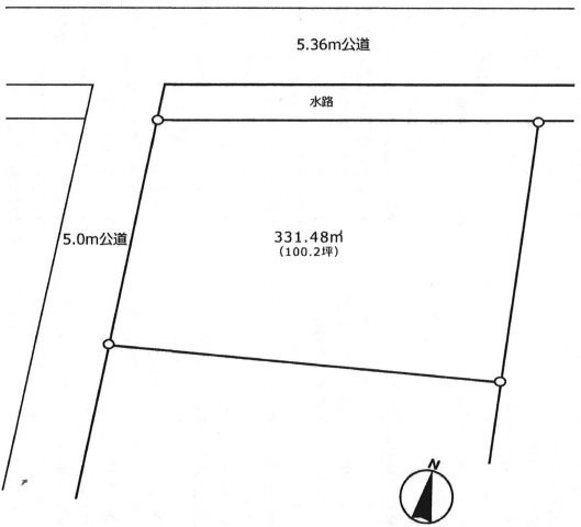 川島町中山　建築条件なし売地　敷地面積100坪　東武東上線『川越駅』バス33分　【中山小学区】の土地図|区画図