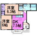 【間取り】 | 広々としたリビングや洋室も2部屋ございますので広々とした空間です。
