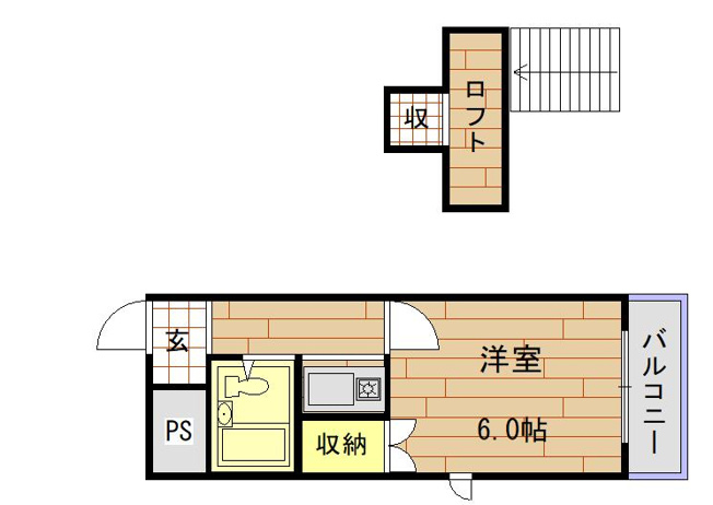 【間取り】 | ラパンプラス（河内小阪賃貸） | ロフト付きの間取りです