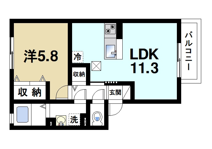 サニーヒロの間取り|使いやすい1LDKです