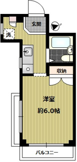【間取り】 | ハイム上野毛 | 2面採光の明るい角部屋！室内洗濯機置場
