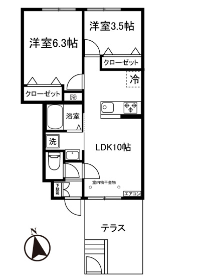 【間取り】 | フォレ・リッシュ | カップルさんやファミリーさんにもオススメの2LDKタイプ！全室洋室なのでお掃除もラクラクですね♪