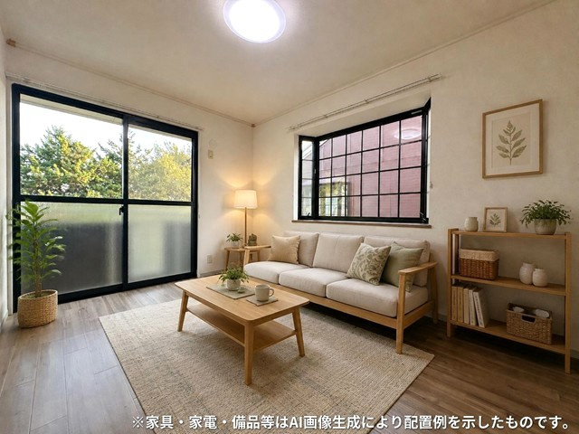 【洋室】 | カサグランデB | 南東向き洋室6帖☆バルコニーに繋がる角部屋二面採光のお部屋です！出窓があるのでインテリアを飾って楽しむこともできます♪