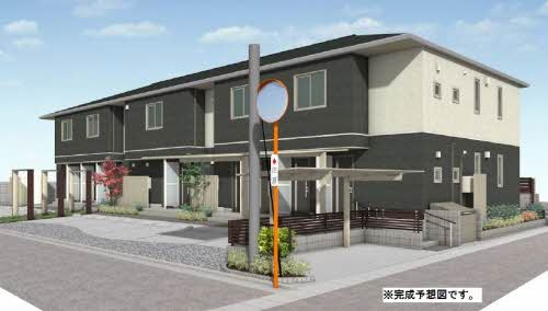 倉敷市茶屋町のアパートの外観パース
