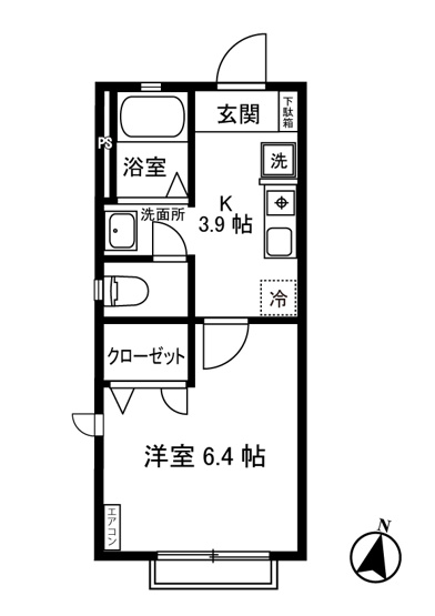 【間取り】 | グランメール | はじめての一人暮らしの方や学生さんにオススメ！1Kタイプのお部屋です♪何と言っても角部屋・最上階なのが嬉しい☆
