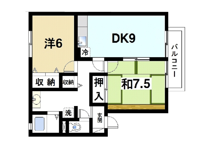 セジュールこもがわの間取り|２DKの間取り