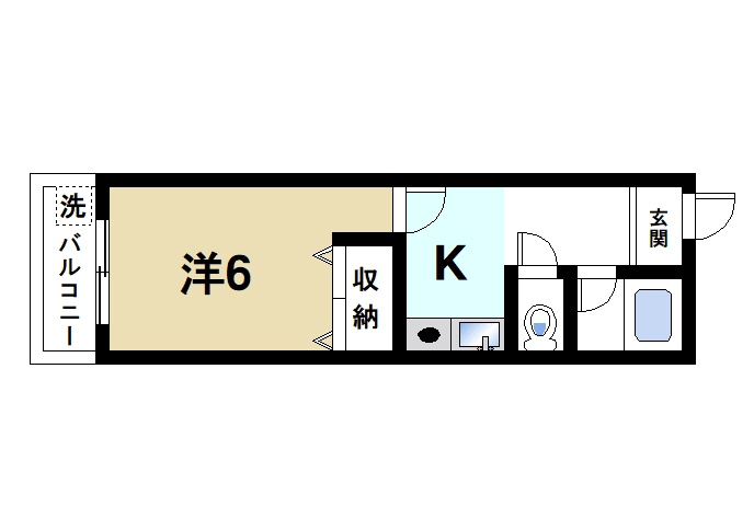 ミユキシティーマンションの間取り|お一人暮らしにピッタリの1Ｋのお部屋です。