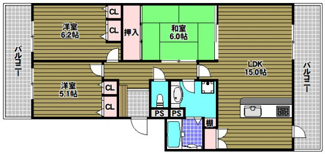 コート北野田カリヨンI番館の間取り