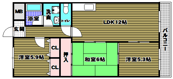 リーヴァ三日市の間取り