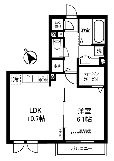 【間取り】 | メゾンマニフィーク3 | 1LDKタイプはキッチンと寝室を分けたい方におすすめです☆カップルさんや新婚さんにも大人気！洋室なのでお掃除もラクラク♪