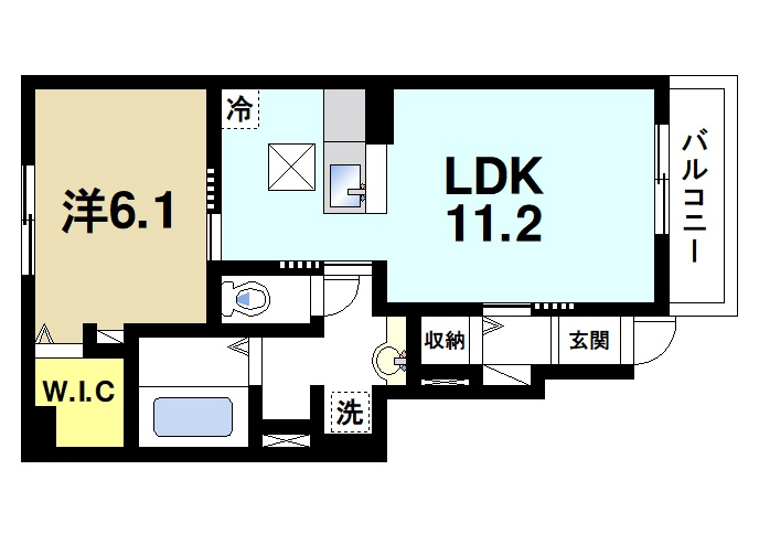 Ｈ．Ｔ．ミニョンⅤの間取り|ゆったりと暮らせる1LDKの間取りです。