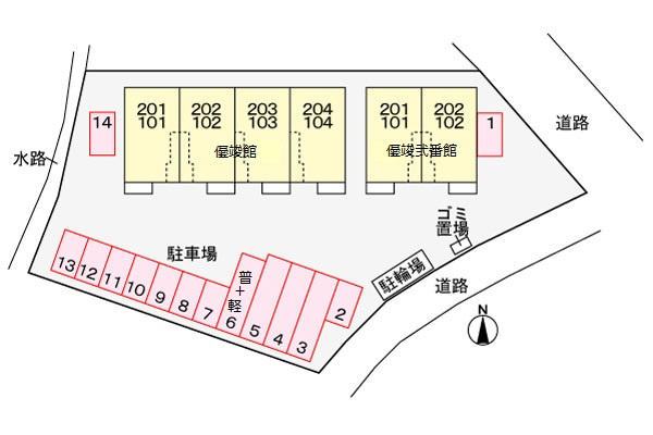 優竣弐番館の区画図