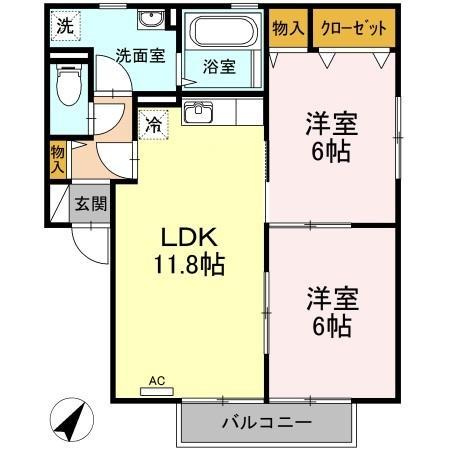 【間取り】 | ＢＡＩＥＮ　B棟 | 2LDKの間取りです