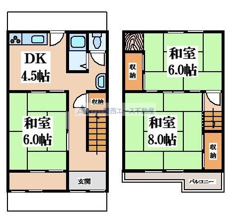 【間取り】 | 日下町５丁目貸家