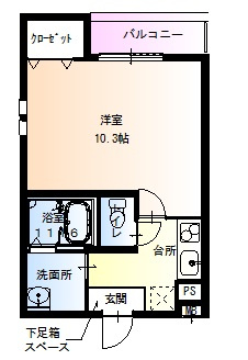【間取り】 | フジパレス河内花園Ⅴ番館 | １K