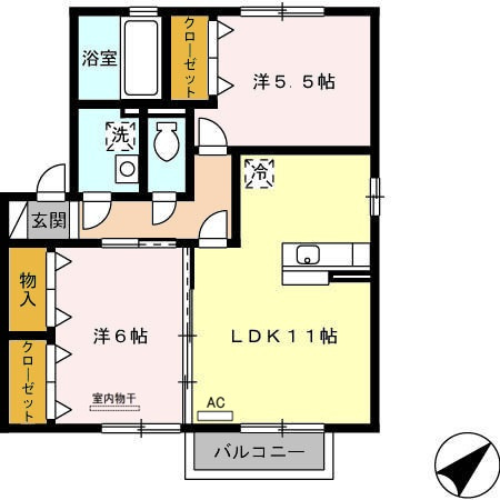 【間取り】 | ベル・ドゥ・ジュール　C棟 | 2LDKのお部屋です