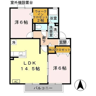 【間取り】 | グリーンフィールドＢ | 2LDK:62.06㎡