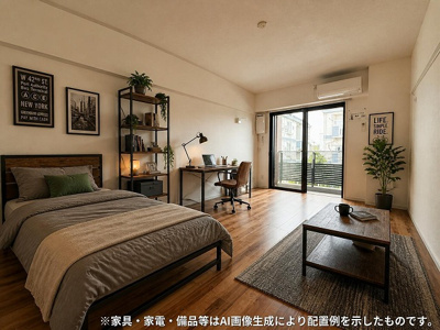 【洋室】 | サクラグラース | 西向き洋室10帖☆バルコニーに繋がるお部屋です！エアコン付きで1年中快適に過ごせますね♪