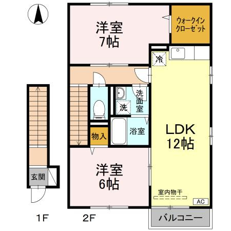 【間取り】 | ボン･ヴォヤージュ  | 2LDKのお部屋です