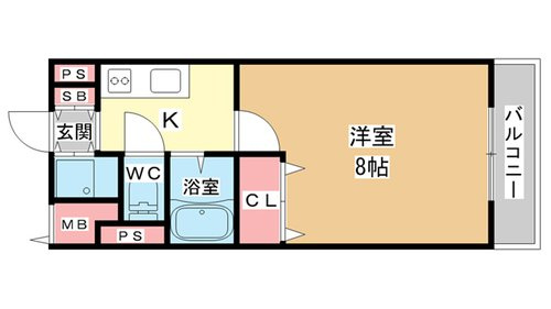 【間取り】 | ヴィラハピネス | １K