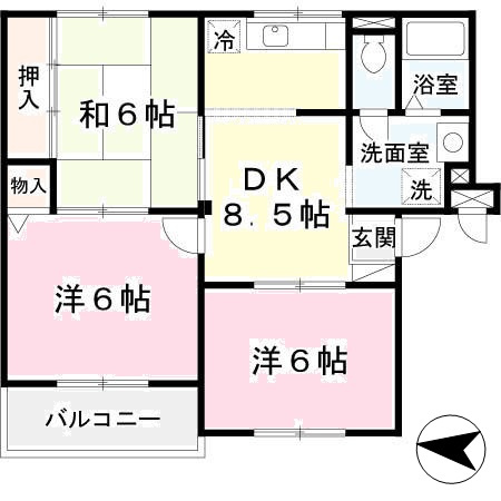 【間取り】 | ニューリバーサイド八尾南　Ｂ棟