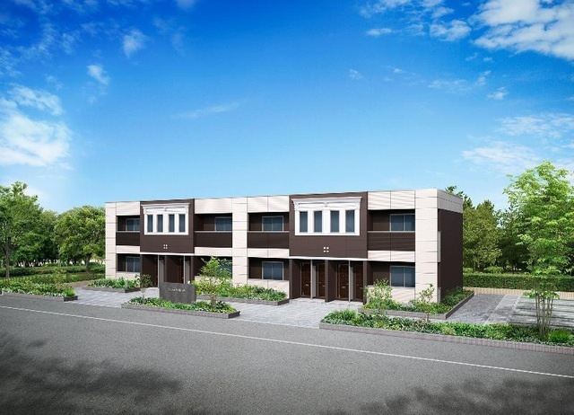 倉敷市老松町５丁目のアパートの外観パース