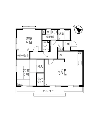 【間取り】 | メゾン池田 | 和室と洋室のある2LDKタイプ☆小さなお子様がいるファミリーさんにも良いですね！なんと言っても角部屋・二面採光なのが嬉しい♪