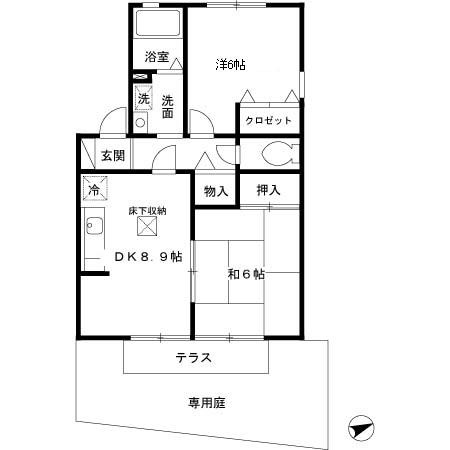 【間取り】 | セジュール山の手 | ２ＤＫ　