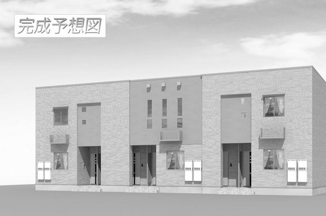 総社市中原のアパートの外観パース|完成予想図