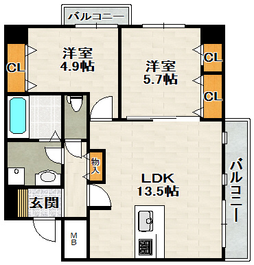 CRYSTA荒牧の間取り