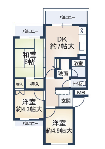 【間取り】 | メゾン芝花 | ３DK