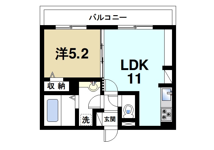 Annex大森Aの間取り|ゆったりと暮らせる1LDKの間取りです。