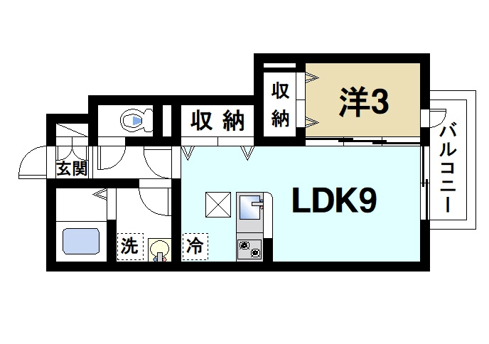 クレストハウスの間取り|ゆったりと暮らせる1LDKの間取りです。