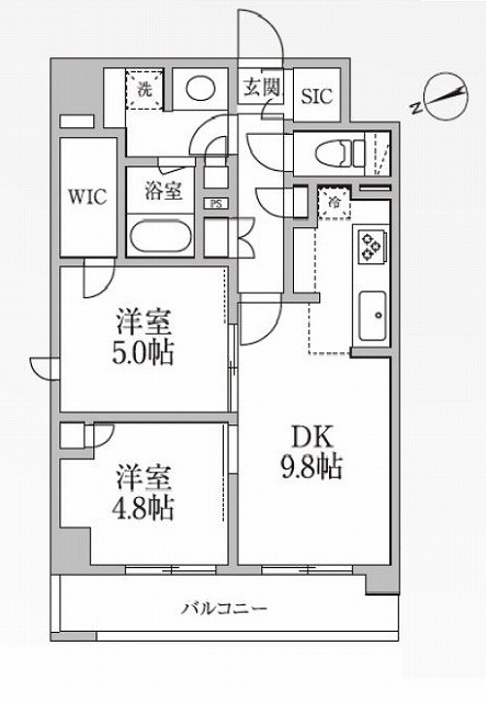 RESIDIA新御徒町Ⅱの間取り|レジディア新御徒町Ⅱ２ＬＤＫの間取りです