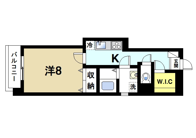 カーサ・ヴァレティグレの間取り|収納豊富な1Kタイプのお部屋です