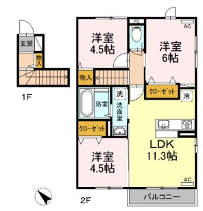 ミルフィールド萩の間取り