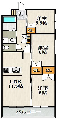 AMENITYCOURT K I　A棟の間取り
