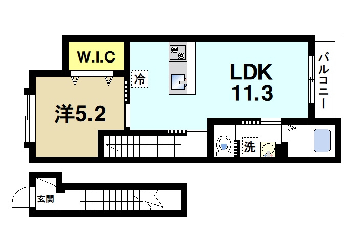 コントレイルの間取り|ゆったりと暮らせる1LDKの間取りです。