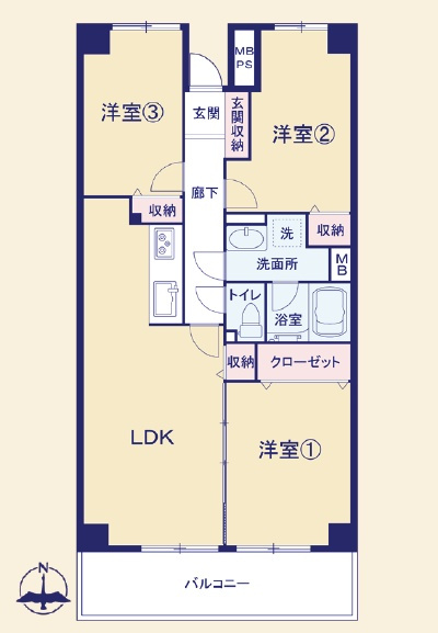 東陽町ガーデニアB棟　７階　リ　フォーム済の間取り