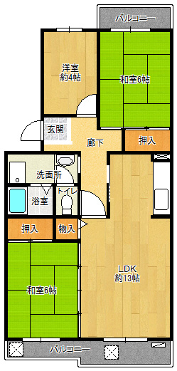 【間取り】 | 鹿の子台北ハイツ | 鹿の子台北ハイツ（GoodHome）3LDKア
