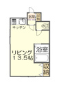【間取り】 | ゆとりある一人暮らしにピッタリの13.5帖のワンルーム。