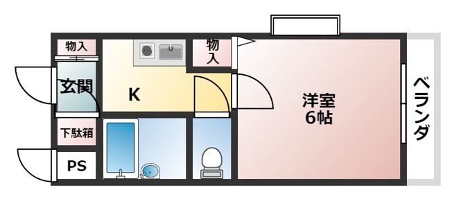 【間取り】 | マンションタカトミ | １K