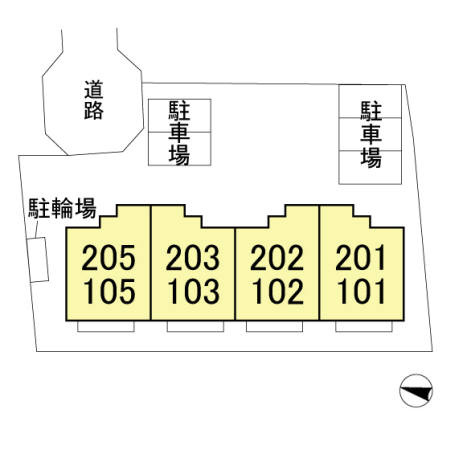 ランセ今谷Eの区画図