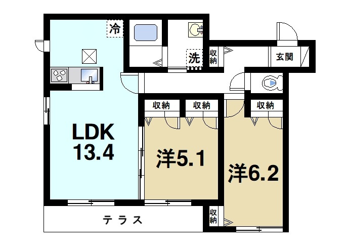 ハニー・コナの間取り|2LDKの間取り