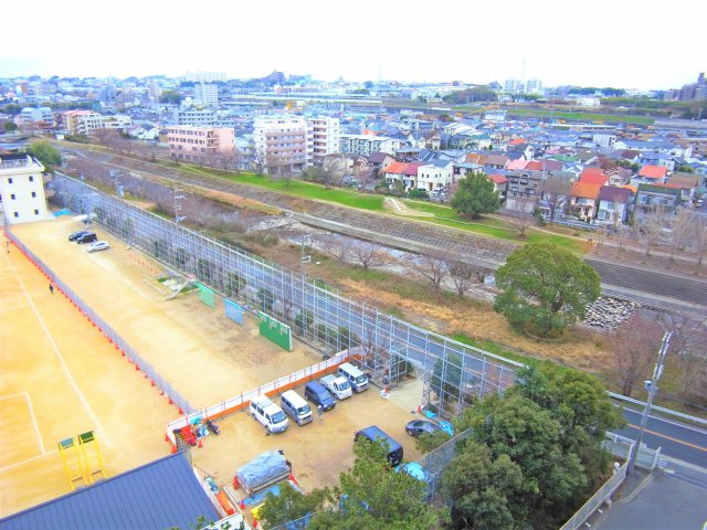 ファミール西神戸　11階の展望|眼下には桜並みきが一望です、東南向きですので日当りも通風も良好です。